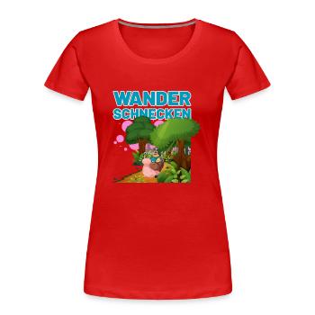 die Wanderschnecken blau - Frauen Premium Bio T-Shirt - Rot - Vorne - Mia (176cm)