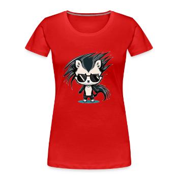 Stinktier in schwarz weiß als Cooler Rocker - Frauen Premium Bio T-Shirt - Rot - Vorne - Mia (176cm)