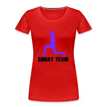 Woman Squat Team - Women's Premium Organic T-Shirt - red - Front - Mia (176cm)
