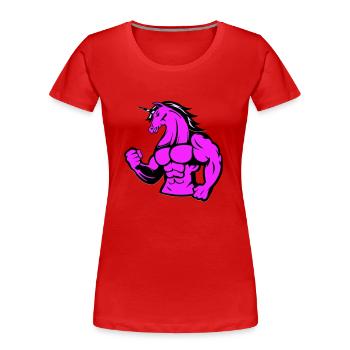 strong unicorn - Frauen Premium Bio T-Shirt - Rot - Vorne - Mia (176cm)