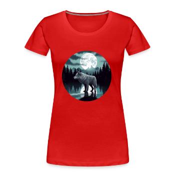 Le loup gris survit à la forêt Moon Lake Graphic - T-shirt bio Premium Femme - rouge - Devant - Mia (176cm)