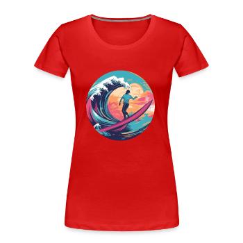 Surf David - T-shirt bio Premium Femme - rouge - Devant - Mia (176cm)