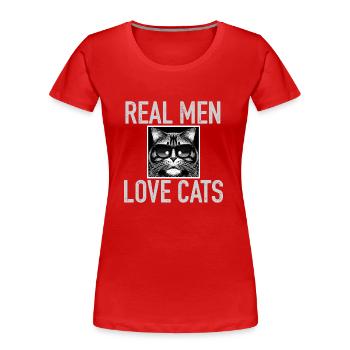 Real men love cats - Women's Premium Organic T-Shirt - red - Front - Mia (176cm)