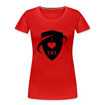 Triathlon Swim Bike Run Marathon - Women's Premium Organic T-Shirt - red - Front - Mia (176cm)