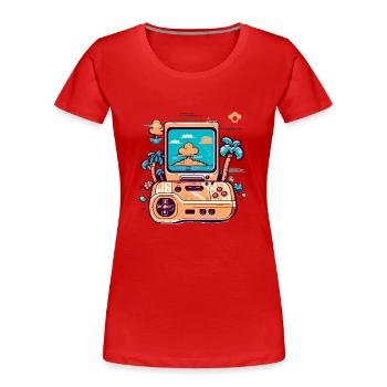 Console de jeux vidéo vintage - T-shirt bio Premium Femme - rouge - Devant - Mia (176cm)