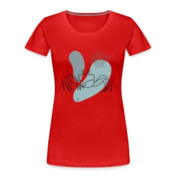 "Crab", Boho Line Art Design, Series "Ocean" - Women's Premium Organic T-Shirt - red - Front - Mia (176cm)