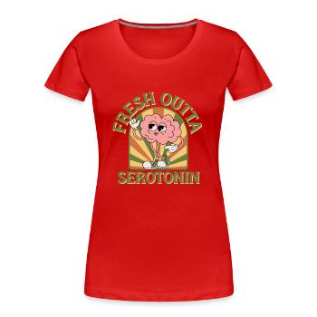Fresh Outta Serotonin, mascotte rétro amusante - T-shirt bio Premium Femme - rouge - Devant - Mia (176cm)