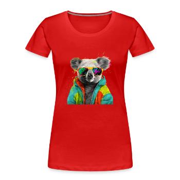 Koala with Sunglasses Colorful Cool Koala Bear - Women's Premium Organic T-Shirt - red - Front - Mia (176cm)