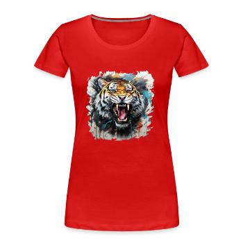 Tiger Design Tiger Head - Women's Premium Organic T-Shirt - red - Front - Mia (176cm)