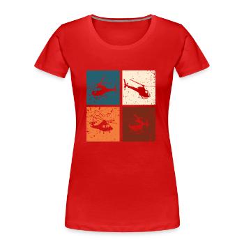 Helikopter Retro Hubschrauber Geschenkidee - Frauen Premium Bio T-Shirt - Rot - Vorne - Mia (176cm)