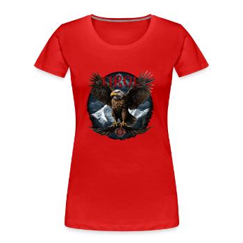 Tirol T-Shirt Tiroler Adler mit Berge - Frauen Premium Bio T-Shirt - Rot - Vorne - Mia (176cm)