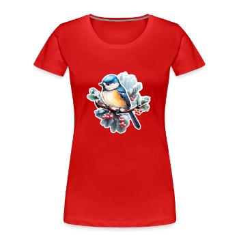 Bleu en hiver - T-shirt bio Premium Femme - rouge - Devant - Mia (176cm)