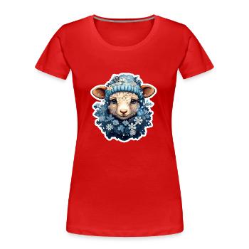 Moutons d’hiver - T-shirt bio Premium Femme - rouge - Devant - Mia (176cm)