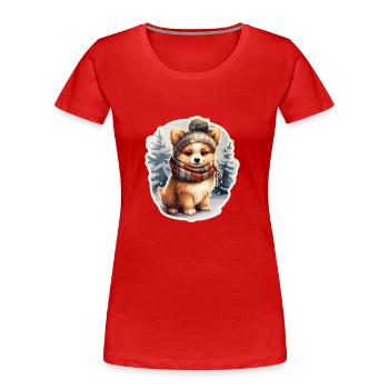 Man's best friend in winter - Women's Premium Organic T-Shirt - red - Front - Mia (176cm)