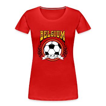Belgium Retro College Look Style Football - Women's Premium Organic T-Shirt - red - Front - Mia (176cm)