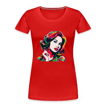 Pop Art Stil Women - Frauen Premium Bio T-Shirt - Rot - Vorne - Mia (176cm)