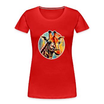 Giraffenkopf - Frauen Premium Bio T-Shirt - Rot - Vorne - Mia (176cm)