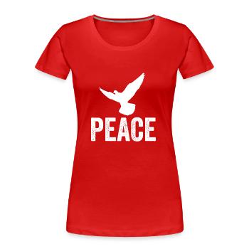 PEACE mit Friedenstaube - Frauen Premium Bio T-Shirt - Rot - Vorne - Mia (176cm)