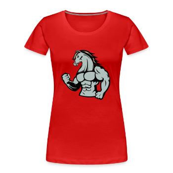 pferd stark - Frauen Premium Bio T-Shirt - Rot - Vorne - Mia (176cm)