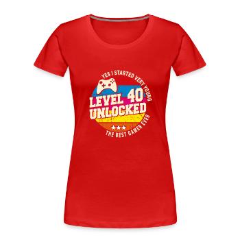 Original 1984 Vintage Level 40 Freischalten - Frauen Premium Bio T-Shirt - Rot - Vorne - Mia (176cm)