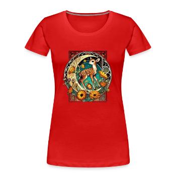 Rehbraun - Frauen Premium Bio T-Shirt - Rot - Vorne - Mia (176cm)