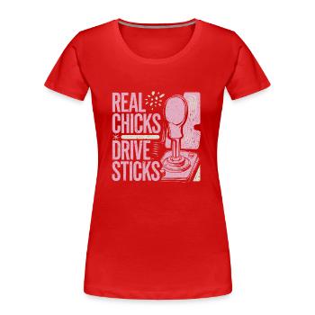 Powerfrauen lieben Gangschaltung - Frauen Premium Bio T-Shirt - Rot - Vorne - Mia (176cm)
