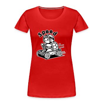 Turtle Racing une caisse à savon - Design « Speed » - T-shirt bio Premium Femme - rouge - Devant - Mia (176cm)
