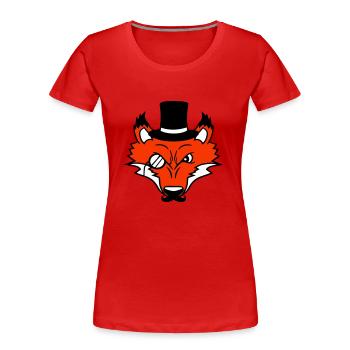 Fox Red Fox Sir Mr. Top Hat Monocle Glasses - Women's Premium Organic T-Shirt - red - Front - Mia (176cm)