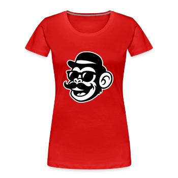 Affe Sir Mustache - Frauen Premium Bio T-Shirt - Rot - Vorne - Mia (176cm)