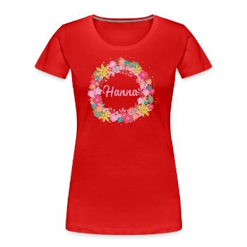 hanna,blumen,blumenkranz,floral,illustration - Frauen Premium Bio T-Shirt - Rot - Vorne - Mia (176cm)
