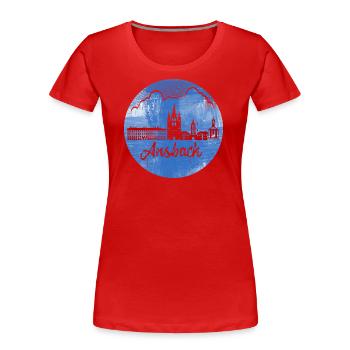 ansbach,skyline,blau,kreis,retro - Frauen Premium Bio T-Shirt - Rot - Vorne - Mia (176cm)