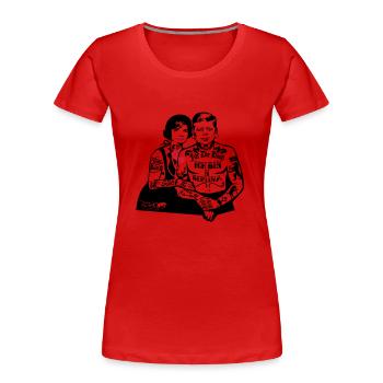 Für Die Hood - Berlin (für helle Hintergründe) - Frauen Premium Bio T-Shirt - Rot - Vorne - Mia (176cm)