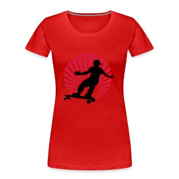 longboard - Frauen Premium Bio T-Shirt - Rot - Vorne - Mia (176cm)