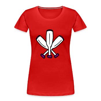 Jonglage - 3 Keulen gekreuzt - Frauen Premium Bio T-Shirt - Rot - Vorne - Mia (176cm)