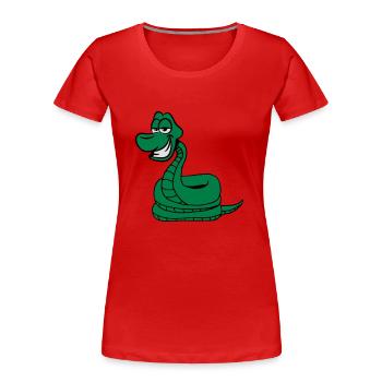 Schlange witzig comic - Frauen Premium Bio T-Shirt - Rot - Vorne - Mia (176cm)