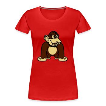 Stupide drôle de singe - T-shirt bio Premium Femme - rouge - Devant - Mia (176cm)