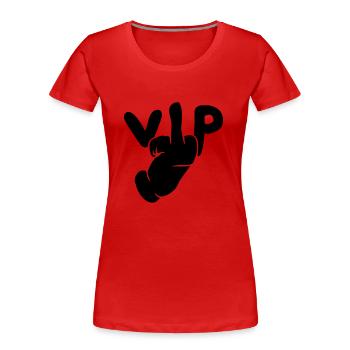 conception insultant geste de la main doigt wichse - T-shirt bio Premium Femme - rouge - Devant - Mia (176cm)