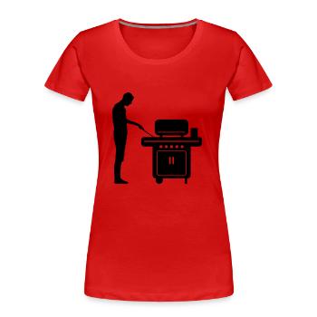 Freizeit - Mann Grill - Frauen Premium Bio T-Shirt - Rot - Vorne - Mia (176cm)