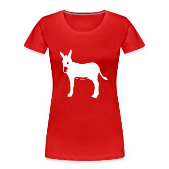 Donkey Esel - Frauen Premium Bio T-Shirt - Rot - Vorne - Mia (176cm)