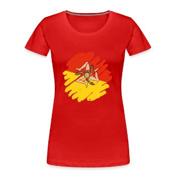Sizilien Flagge Italien Palermo Trinacria Italia - Frauen Premium Bio T-Shirt - Rot - Vorne - Mia (176cm)