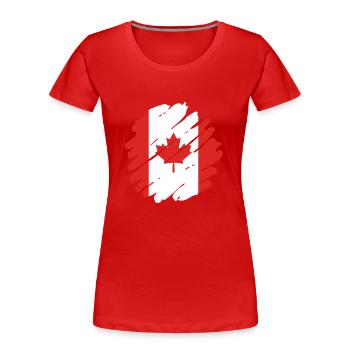 Drapeau du Canada Feuille d’érable Drapeau canadien Canada - T-shirt bio Premium Femme - rouge - Devant - Mia (176cm)