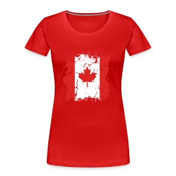 Drapeau du Canada Feuille d’érable Drapeau canadien Canada - T-shirt bio Premium Femme - rouge - Devant - Mia (176cm)