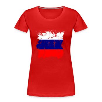 Russland Flagge Vintage Russische Fahne Used Look - Frauen Premium Bio T-Shirt - Rot - Vorne - Mia (176cm)