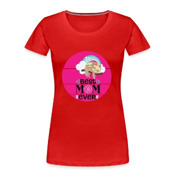 Best Mom ever - mum and baby sloth - Frauen Premium Bio T-Shirt - Rot - Vorne - Mia (176cm)