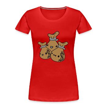 Money Bags Friends Team Crew - T-shirt bio Premium Femme - rouge - Devant - Mia (176cm)
