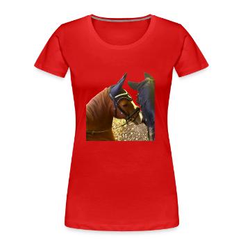 Ein Zarter Pferdekuss - Frauen Premium Bio T-Shirt - Rot - Vorne - Mia (176cm)
