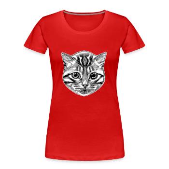 Cat Cat's Head Illustration Kitten - Women's Premium Organic T-Shirt - red - Front - Mia (176cm)