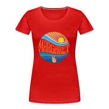 Margaret Shirt Vintage Sunset Margaret Groovy Tie - Women's Premium Organic T-Shirt - red - Front - Mia (176cm)