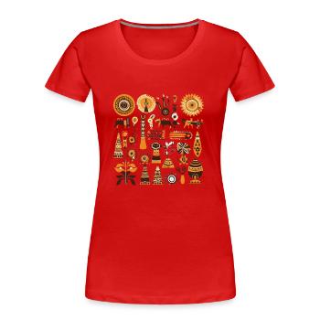 Afrikanische Folklore - Frauen Premium Bio T-Shirt - Rot - Vorne - Mia (176cm)