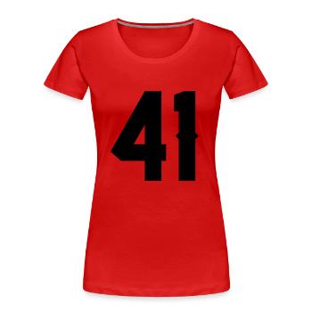 41 - T-shirt bio Premium Femme - rouge - Devant - Mia (176cm)